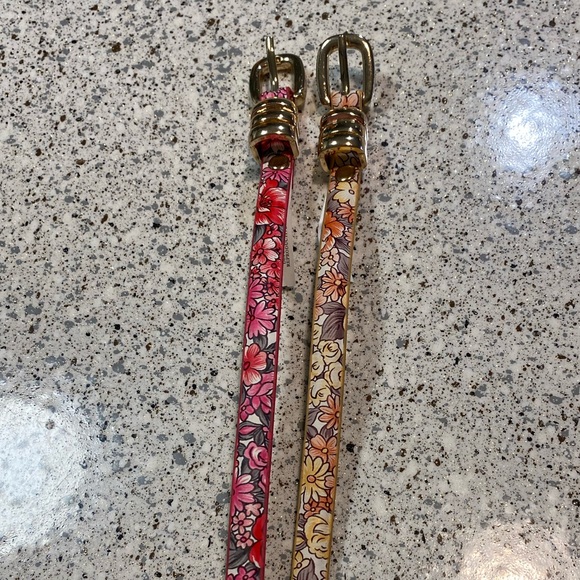 (5/$25‎ SALE ✅) Boho Botanical Orange Blossoms Skinny Belt 1/2" PVC Waist Belt - Picture 4 of 8